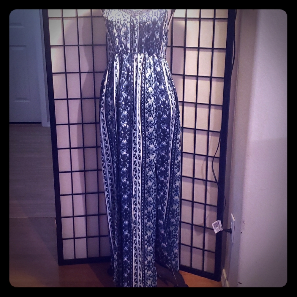 Denim blue strappy long sundress